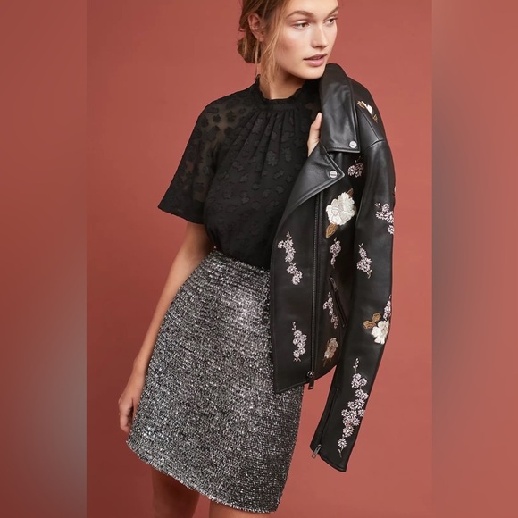 ANTHROPOLOGIE | NWT HUTCH SAINT MICHEL METALLIC TINSEL SKIRT SMALL - Picture 1 of 11